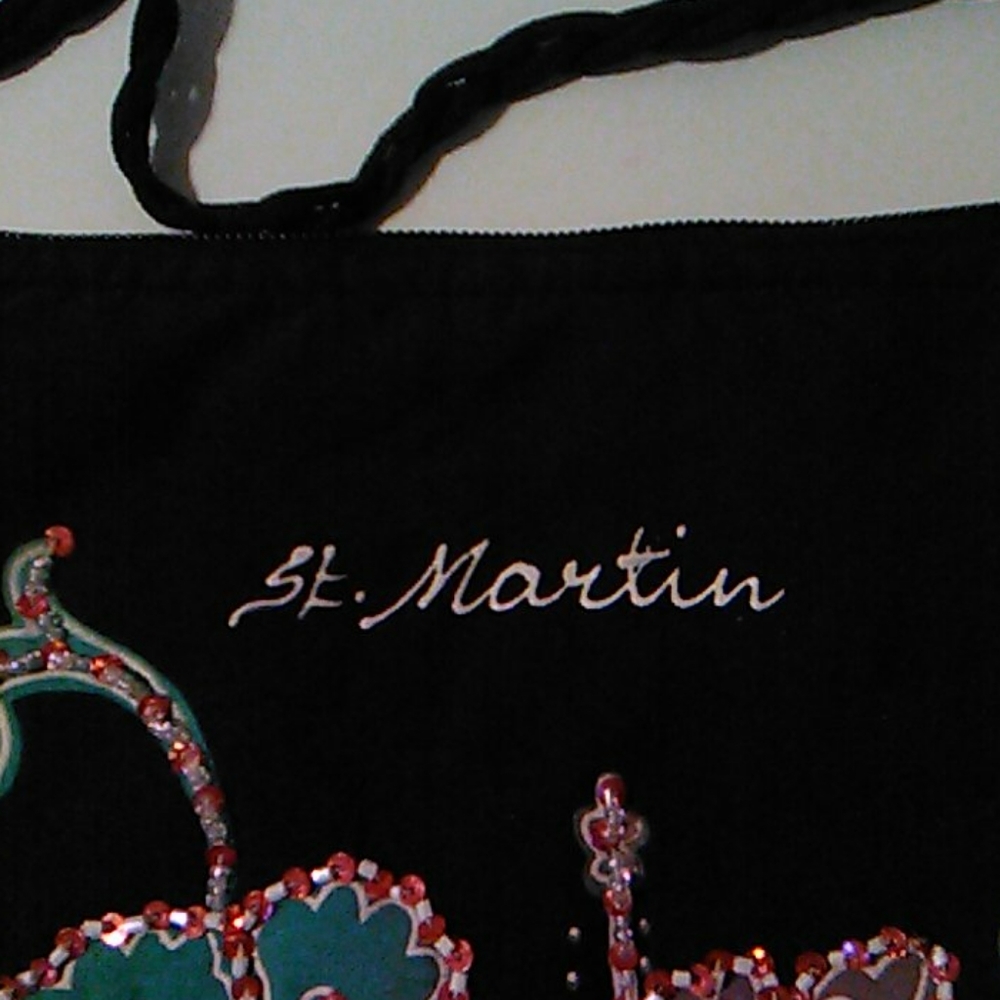 Black Cloth Beaded and Sequence Bag - Picture 2 of 8